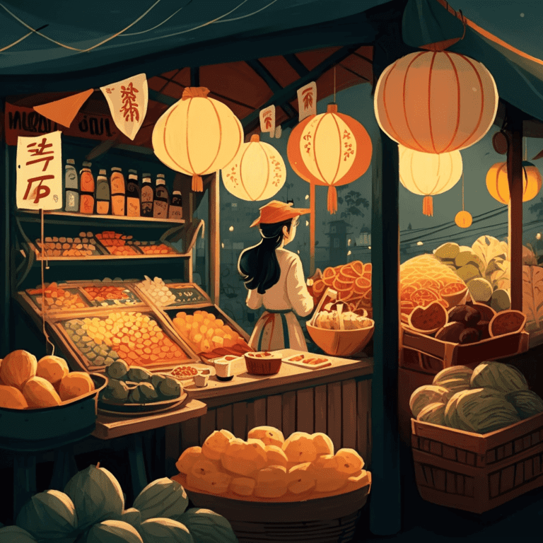 Marché asiatique illustration